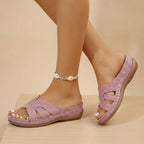 Women's Contoured Footbed Slides with Wide Strap and Cut-Out Details 3