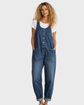 Women's Cotton Denim Jumpsuit with Adjustable Straps and Wide Leg 1