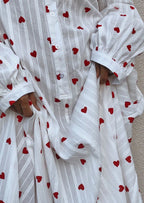 Women's Cotton Maxi Dress with Heart Embroidery and Balloon Sleeves 6