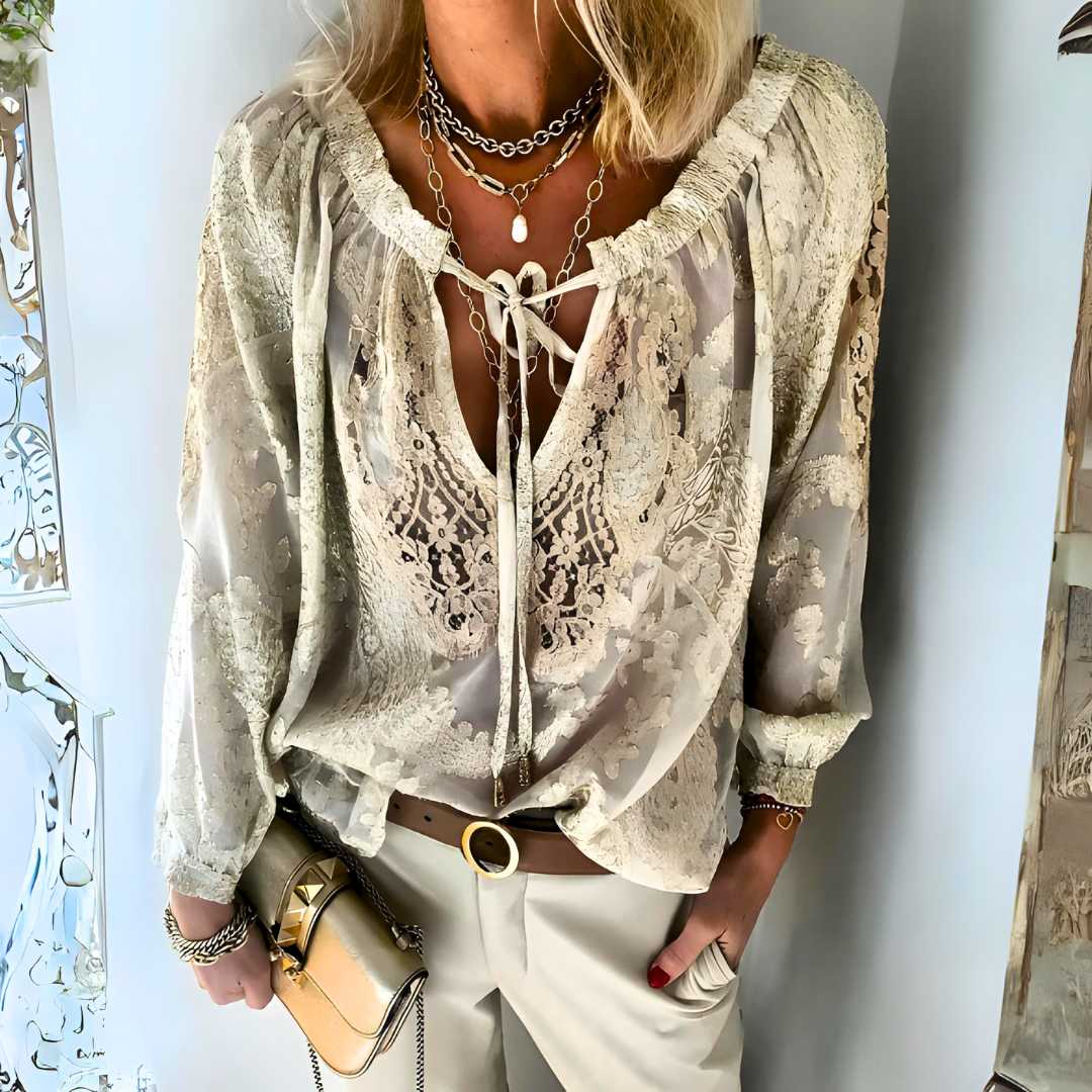 Women's Crocheted Boho Blouse with Openwork Texture 1