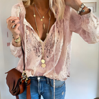Women's Crocheted Boho Blouse with Openwork Texture 2