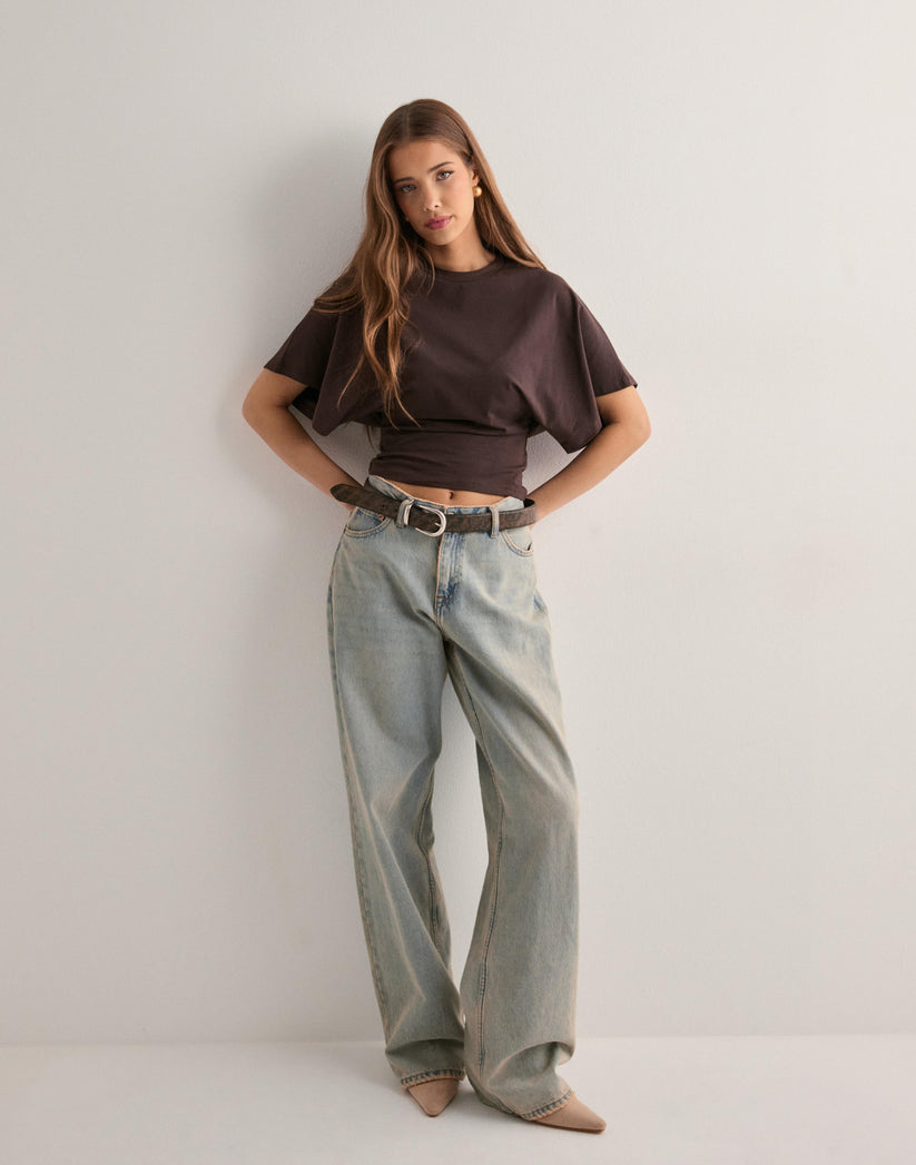Women's Cropped T-Shirt with Wide Sleeves and Relaxed Fit 4
