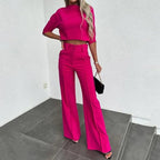 Women's Cropped Top and Wide Leg Pants Two-Piece Set 4