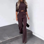 Women's Cropped Top and Wide Leg Pants Two-Piece Set 6
