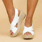 Women's Cross Strap Wedge Sandals with Rope Platform 2