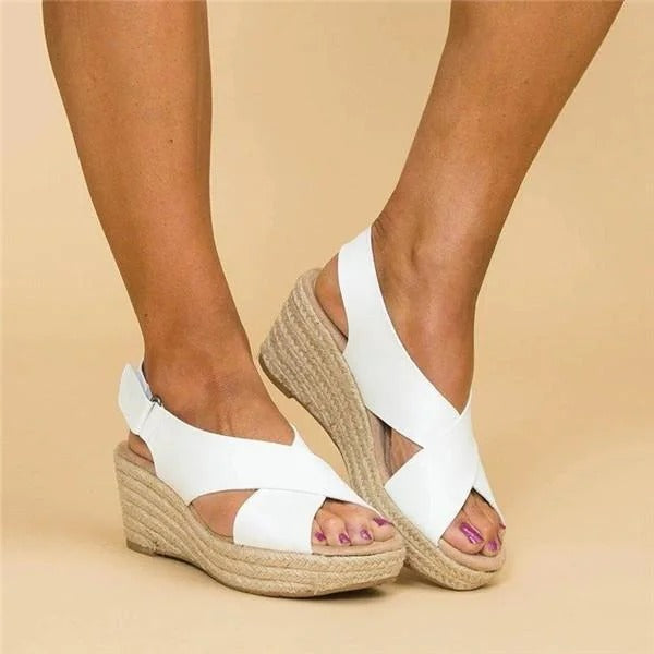 Women's Cross Strap Wedge Sandals with Rope Platform 3