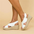 Women's Cross Strap Wedge Sandals with Rope Platform 4