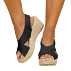 Women's Cross Strap Wedge Sandals with Rope Platform 5