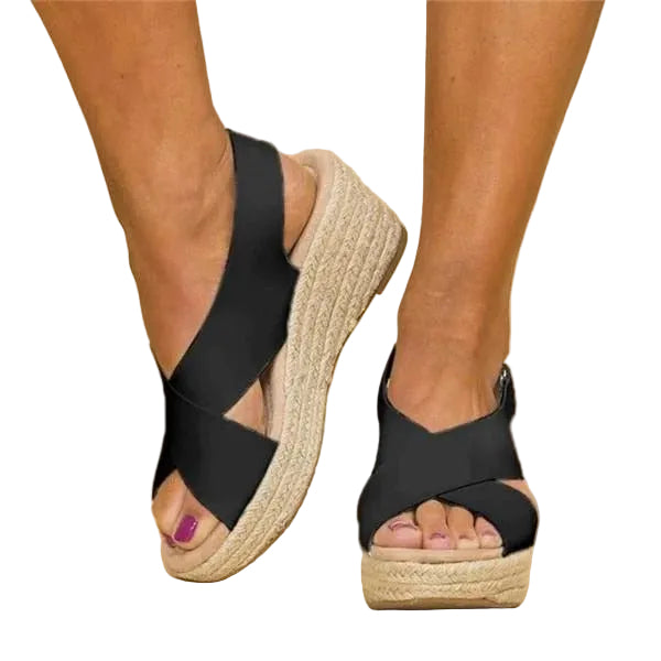 Women's Cross Strap Wedge Sandals with Rope Platform 5