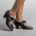 Women's Cut-Out Heeled Shoes with Ribbon Laces 1