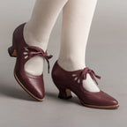 Women's Cut-Out Heeled Shoes with Ribbon Laces 3