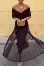 Women's Deep V-Neck Maxi Dress with Pleated Waist 12
