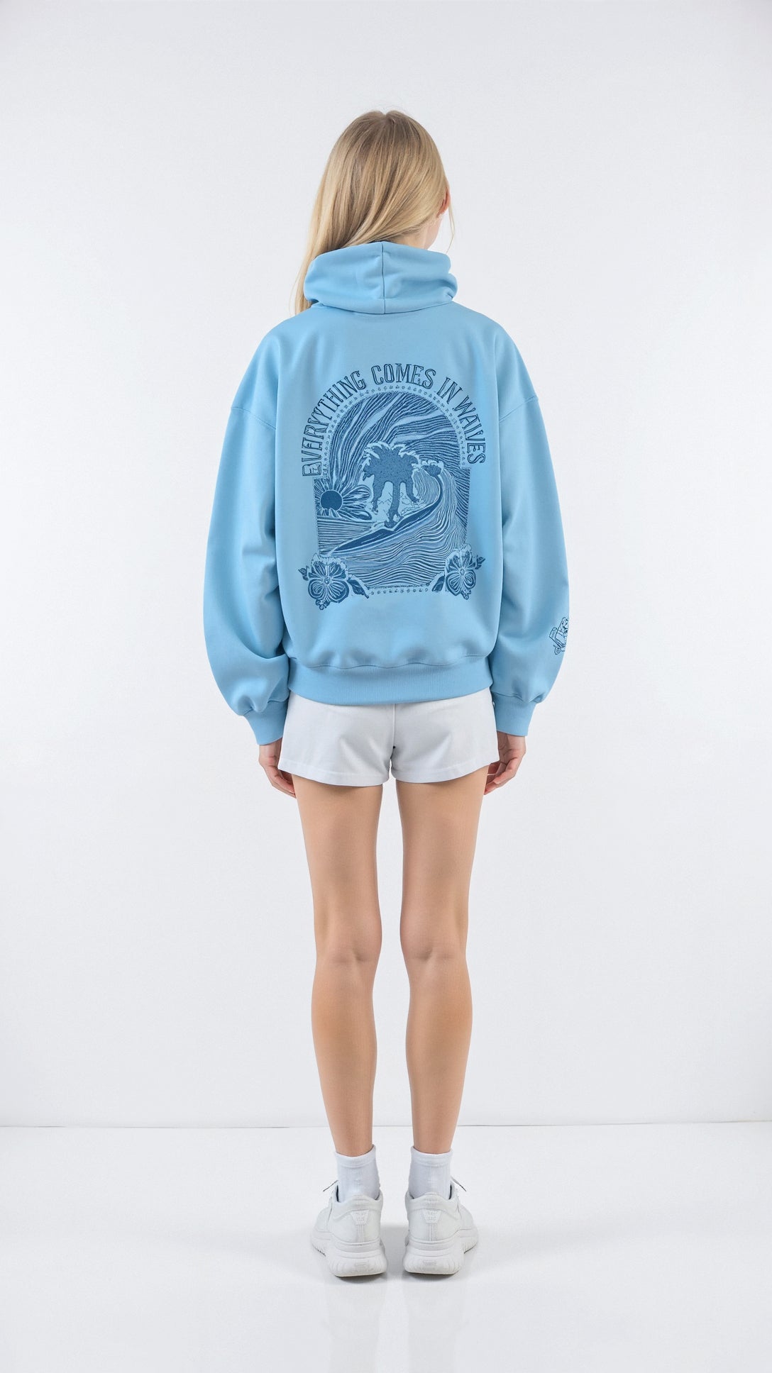 Women's Embroidered Hoodie with Tropical Back Design and Oversized Fit 2