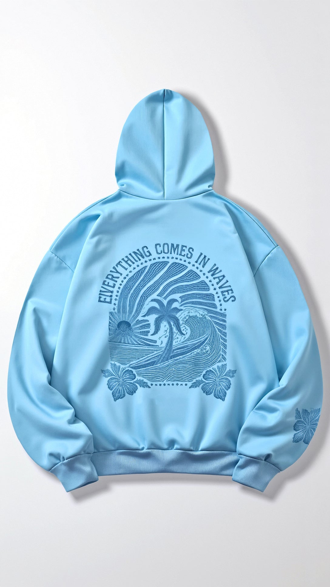 Women's Embroidered Hoodie with Tropical Back Design and Oversized Fit 3