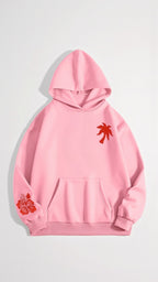 Women's Embroidered Hoodie with Tropical Back Design and Oversized Fit 8