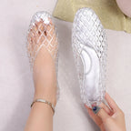 Women's Flat Jelly Shoes with Diamond Cut-Out Woven Pattern 1