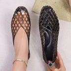 Women's Flat Jelly Shoes with Diamond Cut-Out Woven Pattern 4