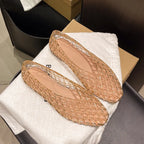 Women's Flat Jelly Shoes with Diamond Cut-Out Woven Pattern 6