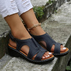 Women's Flat Sandals with Contrast Stitching and Adjustable Slingback Strap 1