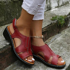 Women's Flat Sandals with Contrast Stitching and Adjustable Slingback Strap 2