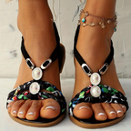 Women's Flat Sandals with Woven Straps and Crystal Embellishments 3