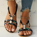 Women's Flat Sandals with Woven Straps and Crystal Embellishments 9