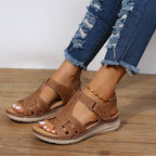 Women's Flat Sandals with Woven Straps and Hook-and-Loop Closure 2