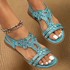 Women's Flat Slingback Sandals with Rhinestone Details and Open Toe 3