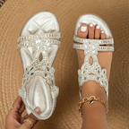 Women's Flat Slingback Sandals with Rhinestone Details and Open Toe 4