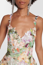 Women's Floral Embroidered Lace Midi Dress with Short Sleeves 4