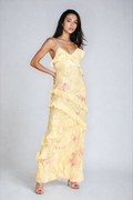 Women's Floral Maxi Dress with Ruffles and Spaghetti Straps 1