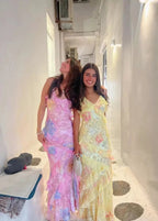 Women's Floral Maxi Dress with Ruffles and Spaghetti Straps 10
