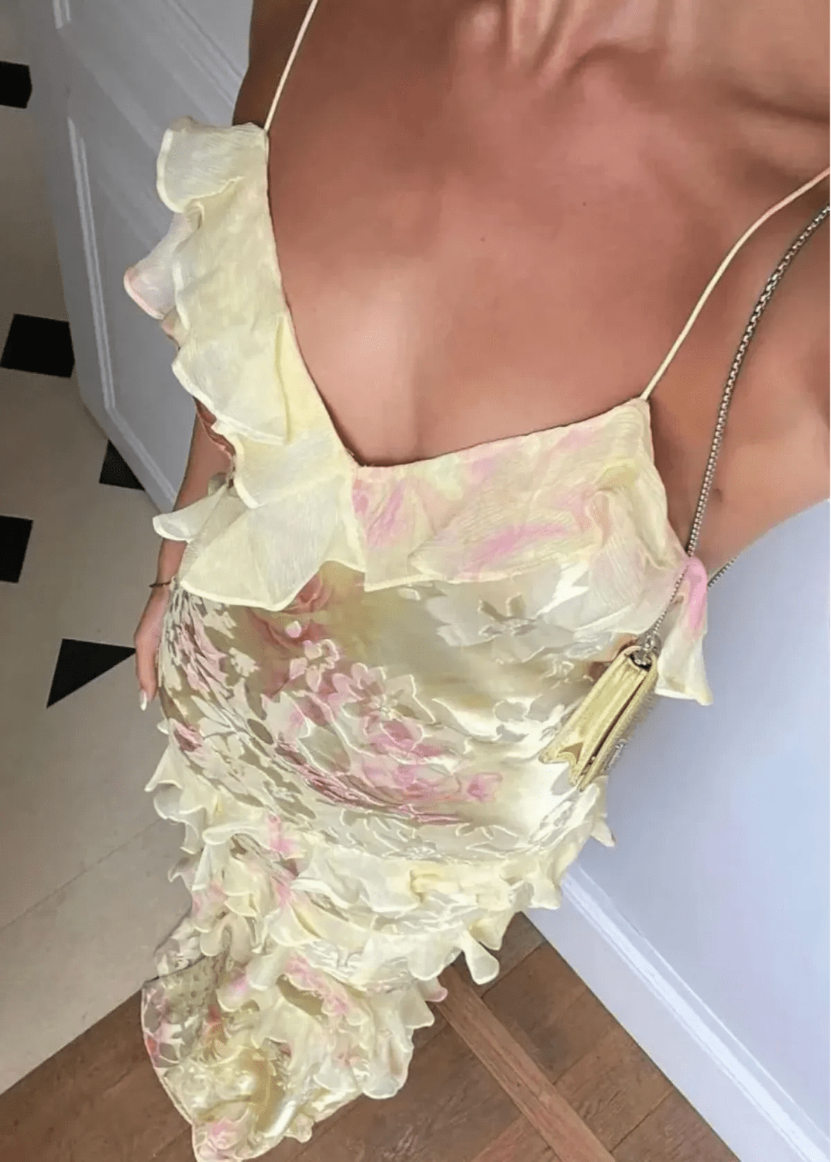 Women's Floral Maxi Dress with Ruffles and Spaghetti Straps 5