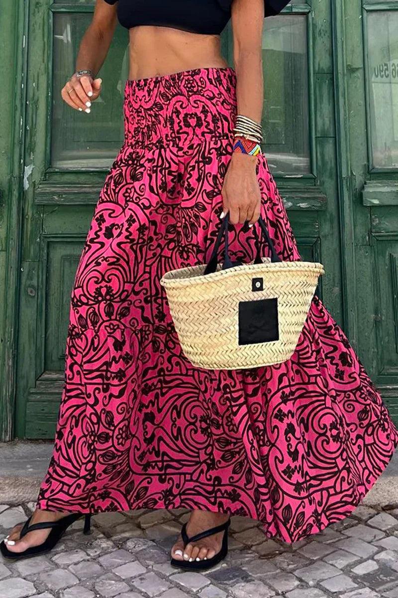 Women's Floral Maxi Skirt with Elastic Waistband 1