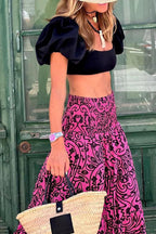 Women's Floral Maxi Skirt with Elastic Waistband 3