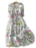 Women's Floral Print A-Line Dress with Three-Quarter Sleeves 1