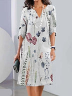 Women's Floral Print Double Layer Tunic Dress with A-Line Skirt 2