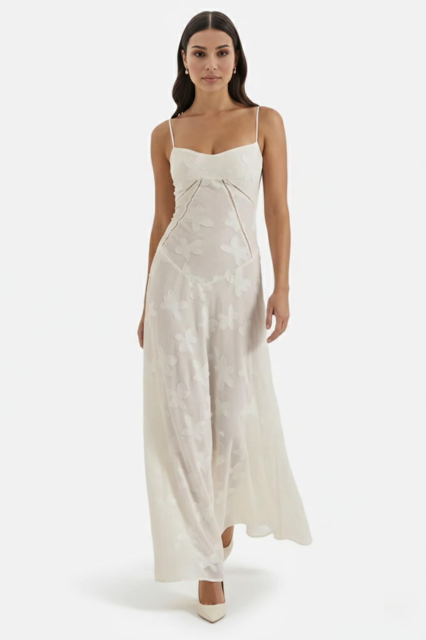 Women's Floral Print Maxi Dress with Adjustable Lace-Up Back Detail 1