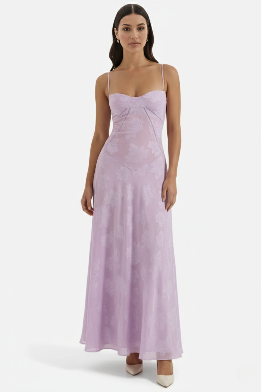 Women's Floral Print Maxi Dress with Adjustable Lace-Up Back Detail 16