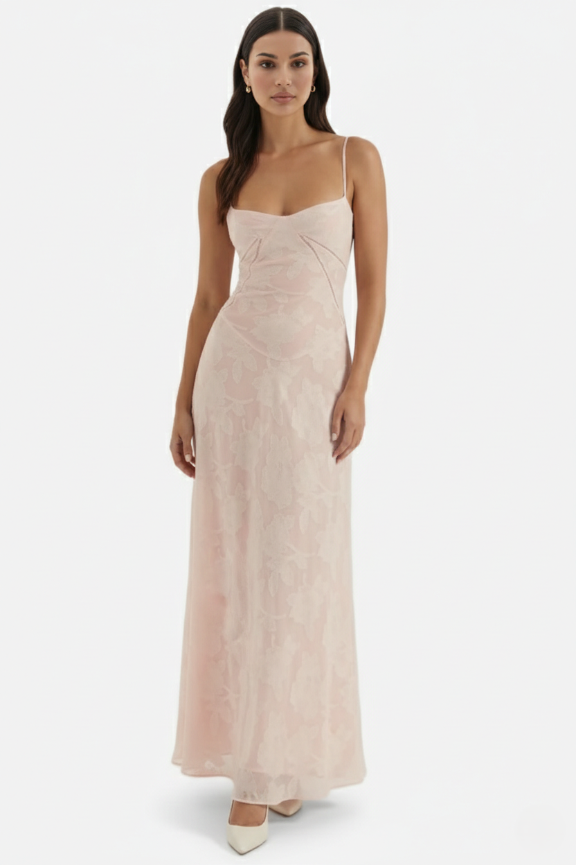 Women's Floral Print Maxi Dress with Adjustable Lace-Up Back Detail 2