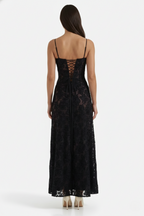 Women's Floral Print Maxi Dress with Adjustable Lace-Up Back Detail 28