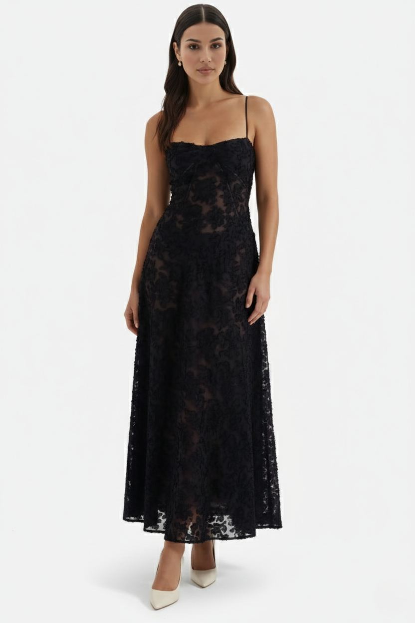 Women's Floral Print Maxi Dress with Adjustable Lace-Up Back Detail 5