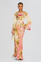 Women's Floral Print Maxi Dress with Bell Sleeves 2