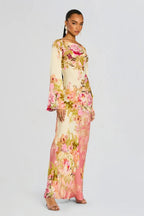 Women's Floral Print Maxi Dress with Bell Sleeves 4