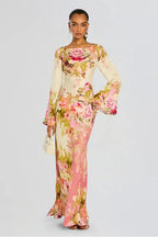 Women's Floral Print Maxi Dress with Bell Sleeves 5