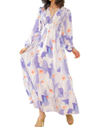 Women's Floral Print Maxi Dress with Long Sleeves 11