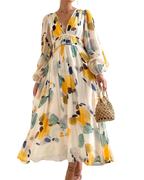 Women's Floral Print Maxi Dress with Long Sleeves 13