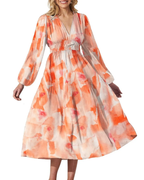Women's Floral Print Maxi Dress with Long Sleeves 14