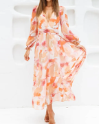 Women's Floral Print Maxi Dress with Long Sleeves 15