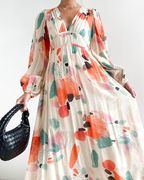 Women's Floral Print Maxi Dress with Long Sleeves 19